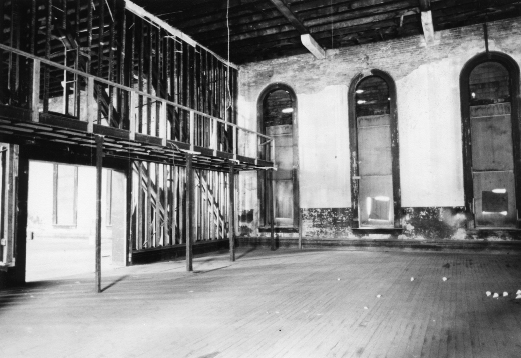 Two-story floor-toceiling windows grace what was once a ballroom at Turners' Hall. Photograph by Allen Karchmer