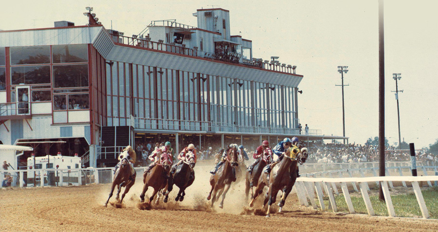 On the best race days, the track at Evangeline Downs was rated "fast," offering an opportunity for record-setting performances. Courtesy of the Bob Henderson Collection, Dupre Library, University of Louisiana, Lafayette