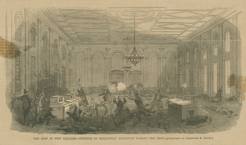 The Mechanics Institute Massacre as featured in Harper’s Weekly, 1866
