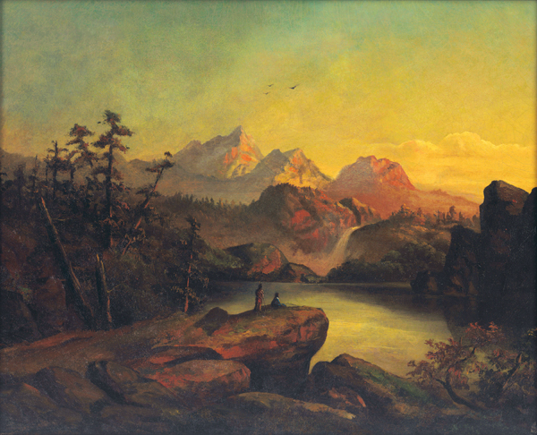 “Indian Lodge on Bluffs” by Harold Rudolph