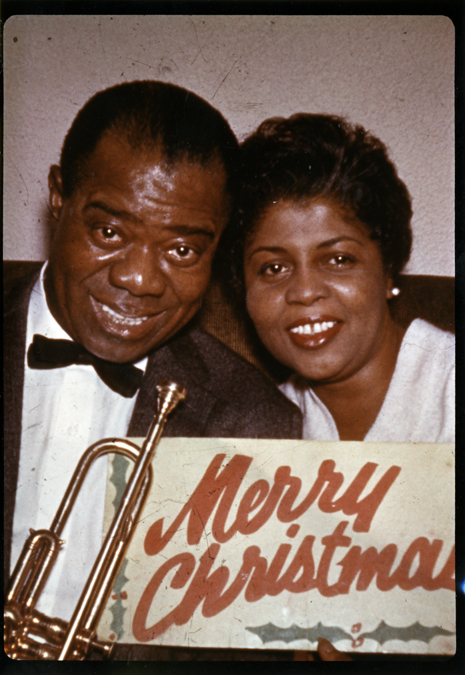 Louis and Lucille Armstrong on Christmas card photograph