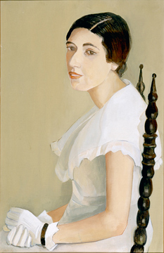 Young Woman Wearing White Gloves
