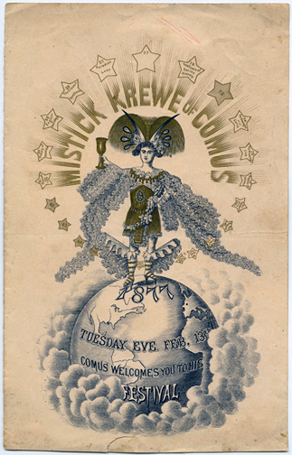 Mistick Krewe of Comus 1877 ball invitation