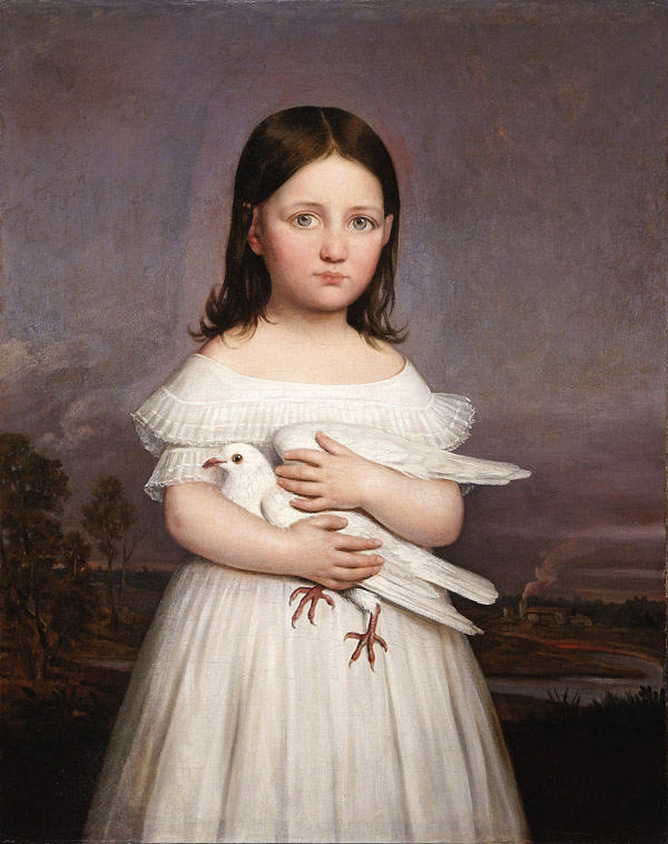 Portrait of Jeanne Roman (1836-1889) Holding a Dove, Daughter of Aimée Françoise Parent (b. 1797) and Louisiana Governor André Bienvenu Roman (1795-1866)"