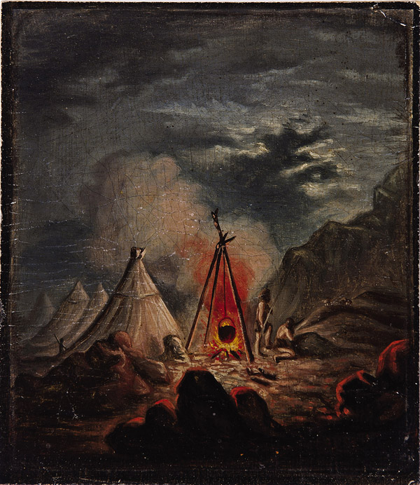 Indian Encampment at Night