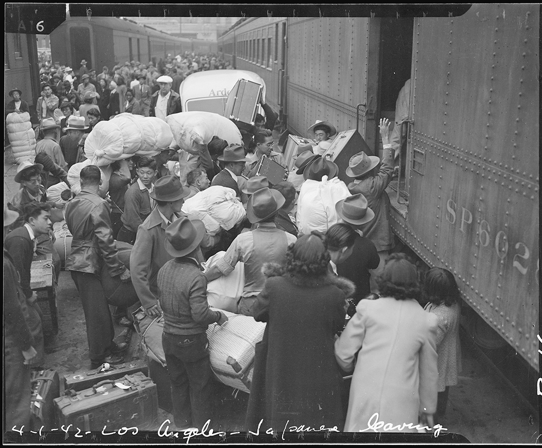 Japanese Men Boarding a Train to a War Relocation Authority Center