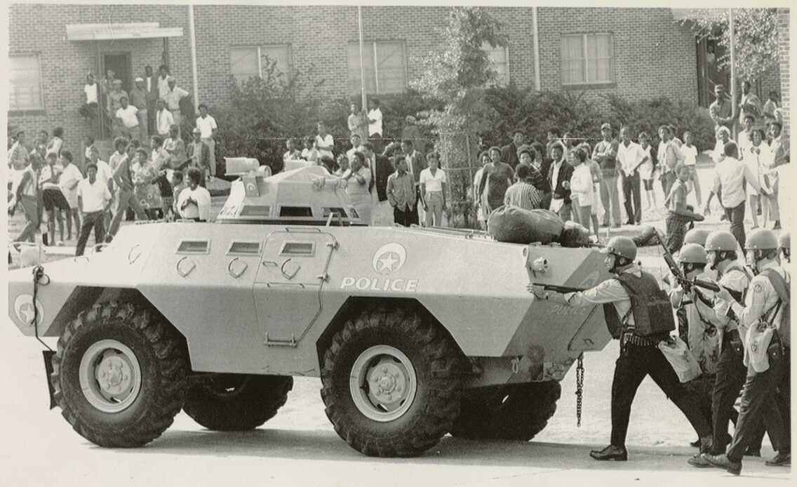 New Orleans Police Department Armored Vehicle Outside of Black Panthers Headquarters