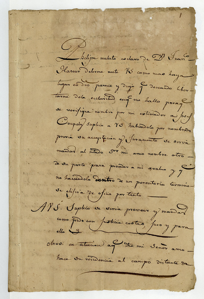 Petition of Felipe to Obtain Freedom, 1793.