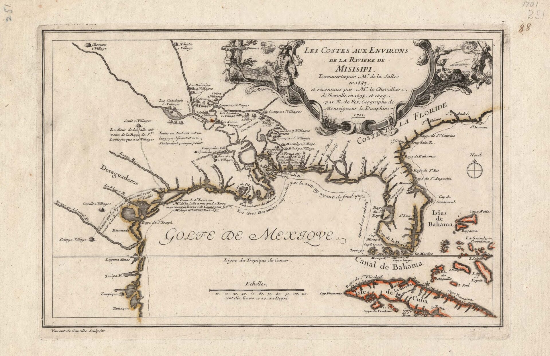 Les Costes aux Environs de la Rivière de Misisipi, 1701