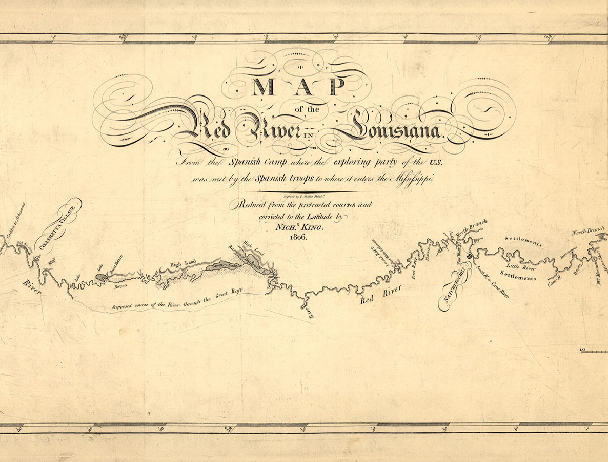Map of the Red River in Louisiana based on the Freeman-Curtis expedition of 1806.