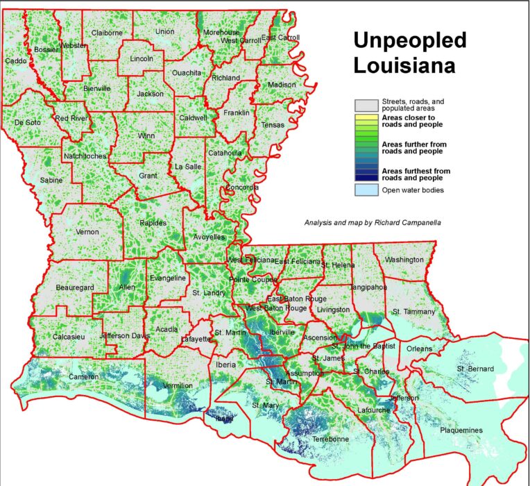 Unpeopled Louisiana - 64 Parishes