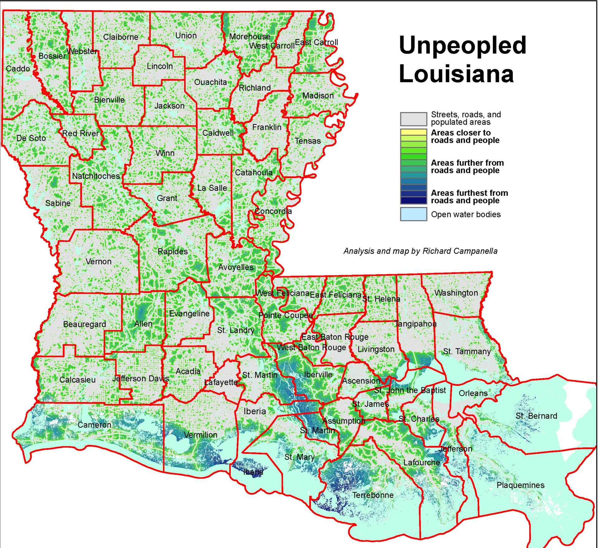 Map of Louisiana - Cities and Roads - GIS Geography
