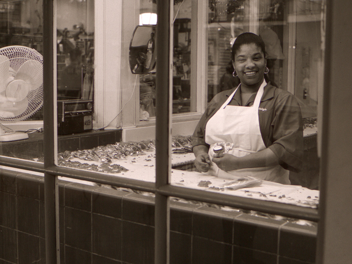Woman Making Pralines in New Orleans Shop, 1999