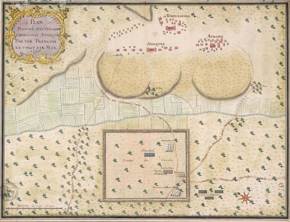 Plan figuré des villages Chikachas Attaquez par les François