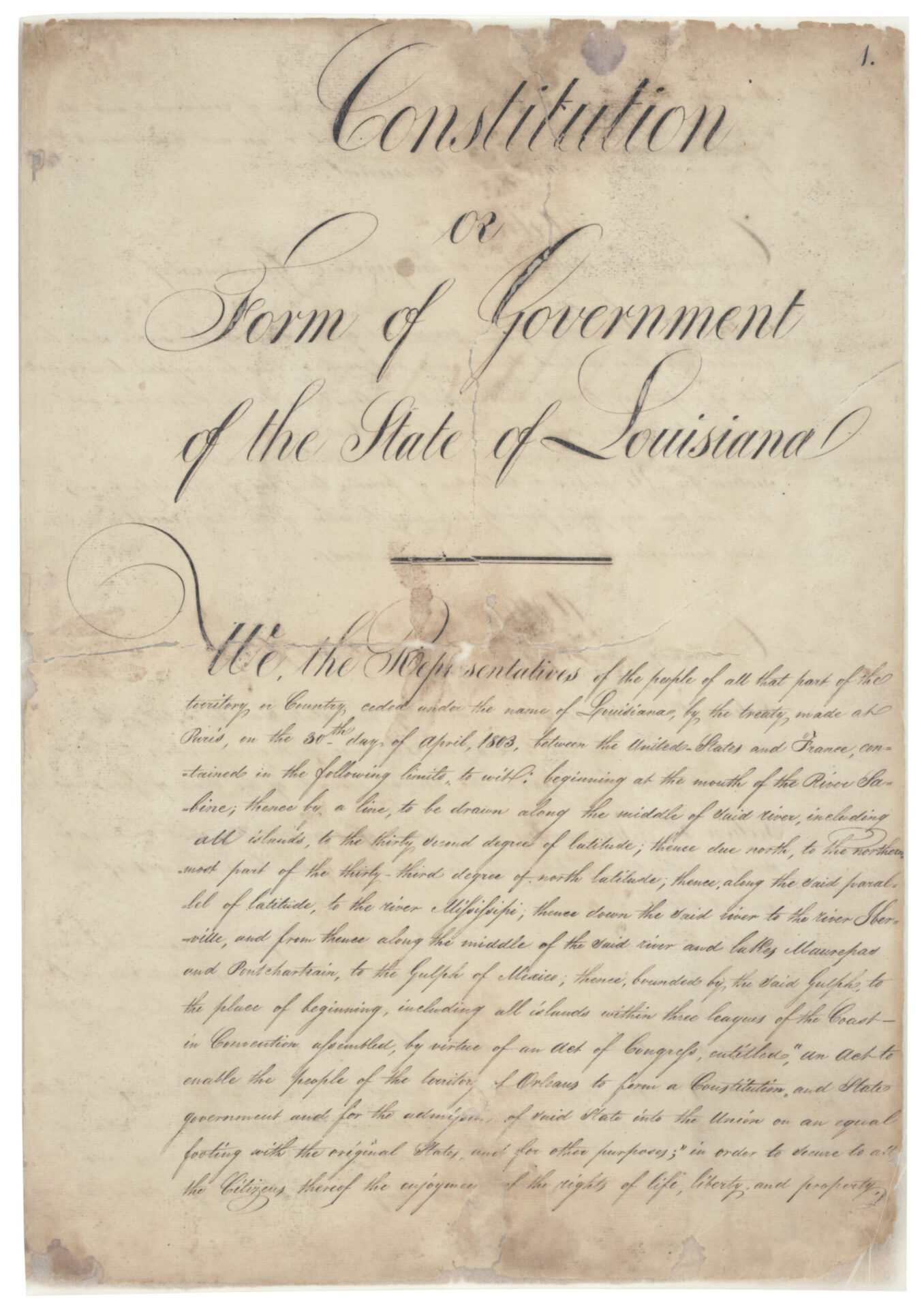The Constitution of the State of Louisiana, January 22, 1812